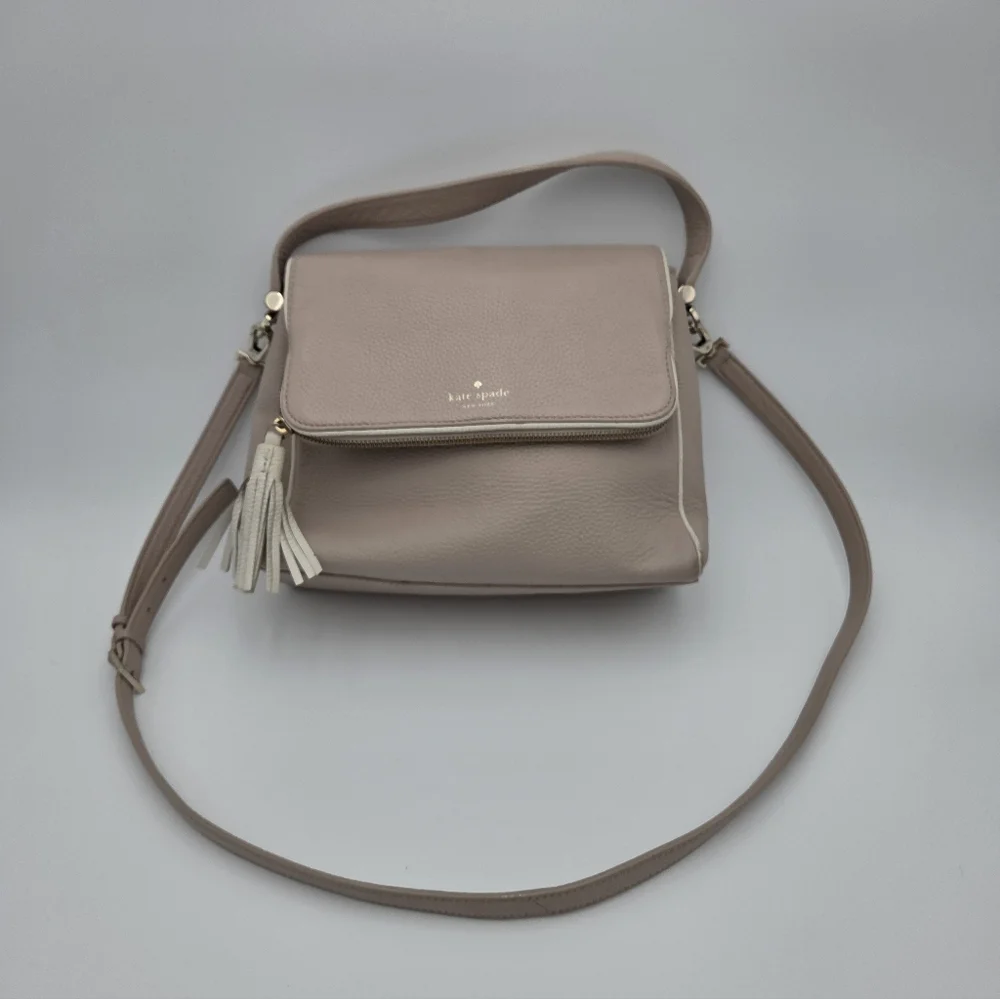 Kate Spade Chester Street Miri Taupe/Pink Pebbled Leather Shoulder/Crossbody Bag